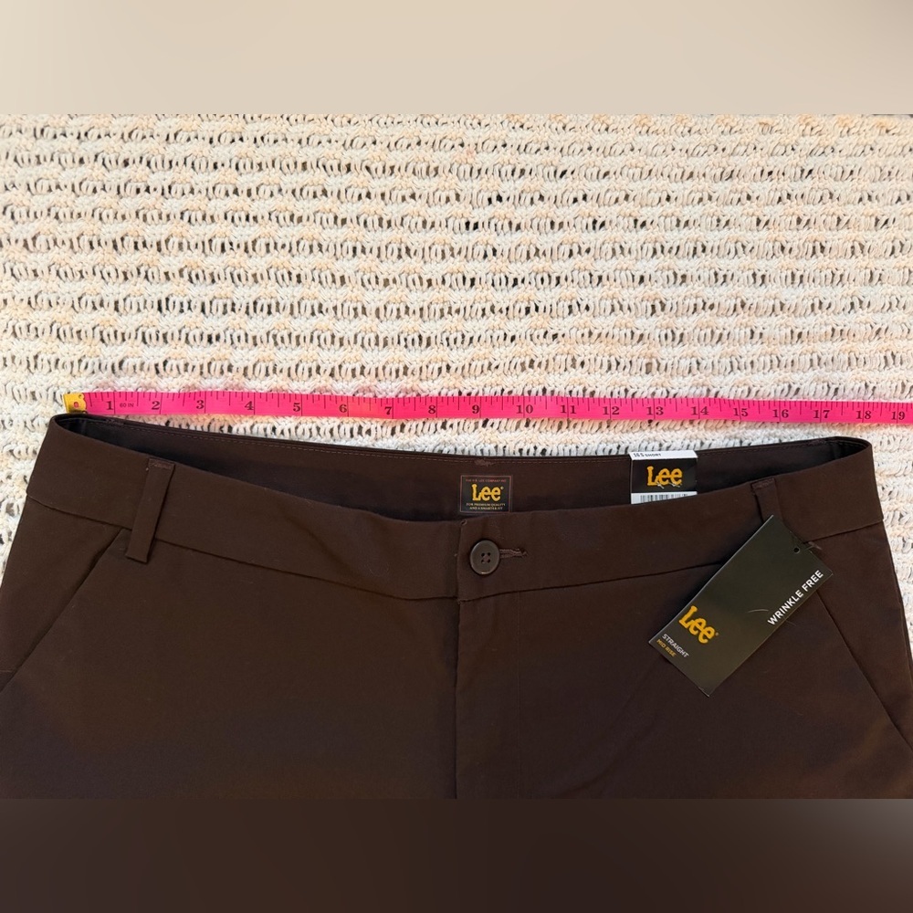 NWT LEE Dark Brown Flex Motion Mid-Rise Straight Wrinkle Free Trouser Pant Sz 16 - Picture 8 of 10